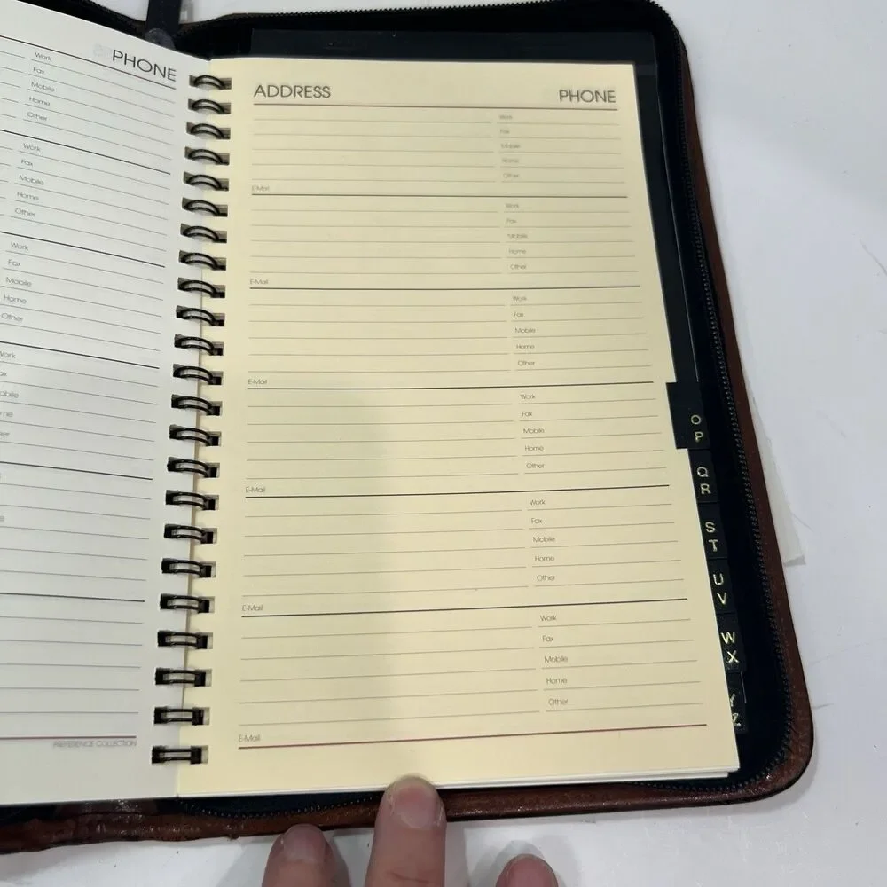 Scully Medium Planner/Address Book Brown Leather Zippered 9.5” X 6” 2010